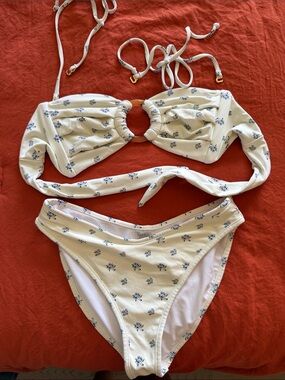 Montce Cream Floral Ring-Front Bikini